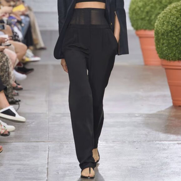 Tibi RTW SS 2017 100% Silk High Rise Corset Trousers Size 0